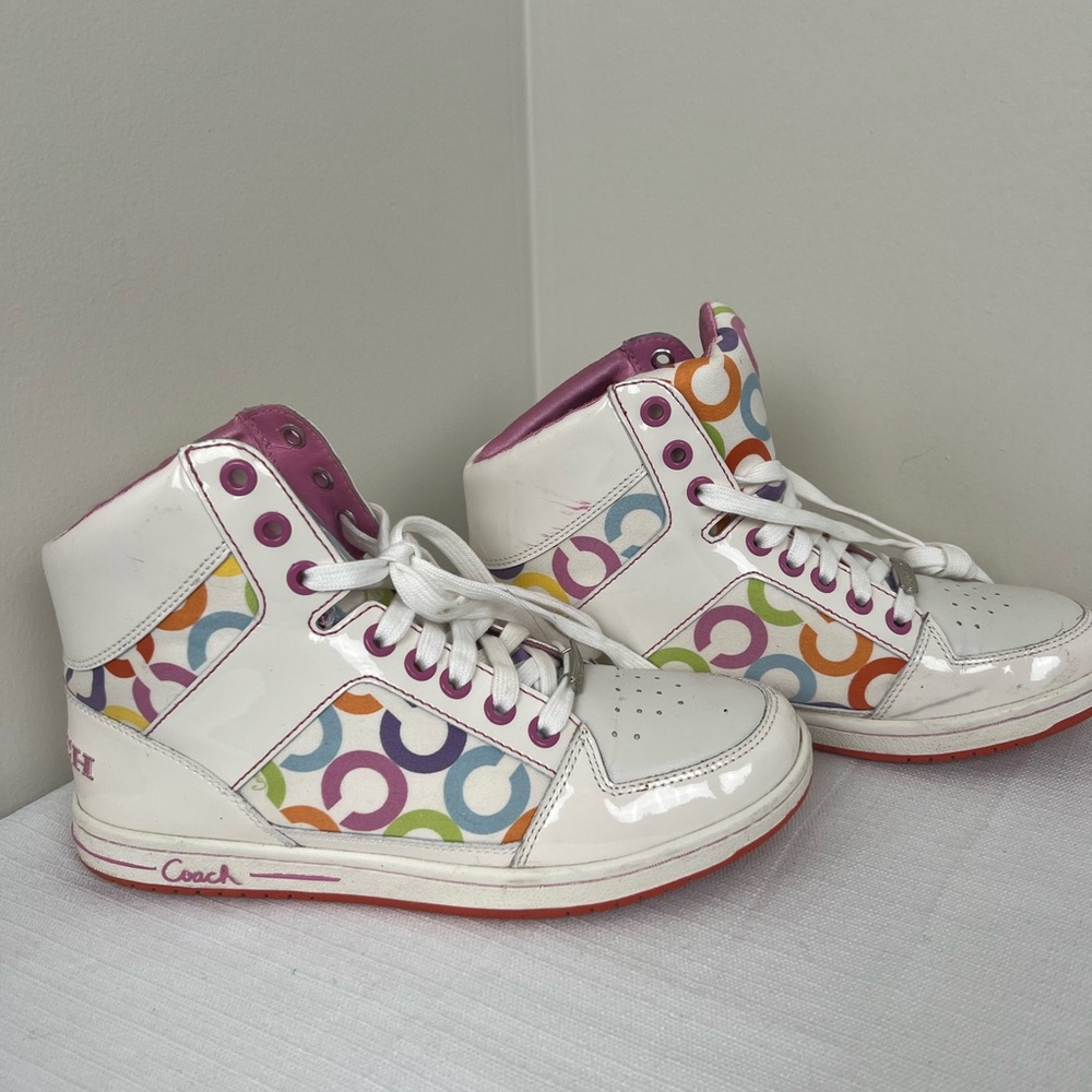 Coach Women's Norra White and Multicolor High-Top Sneakers